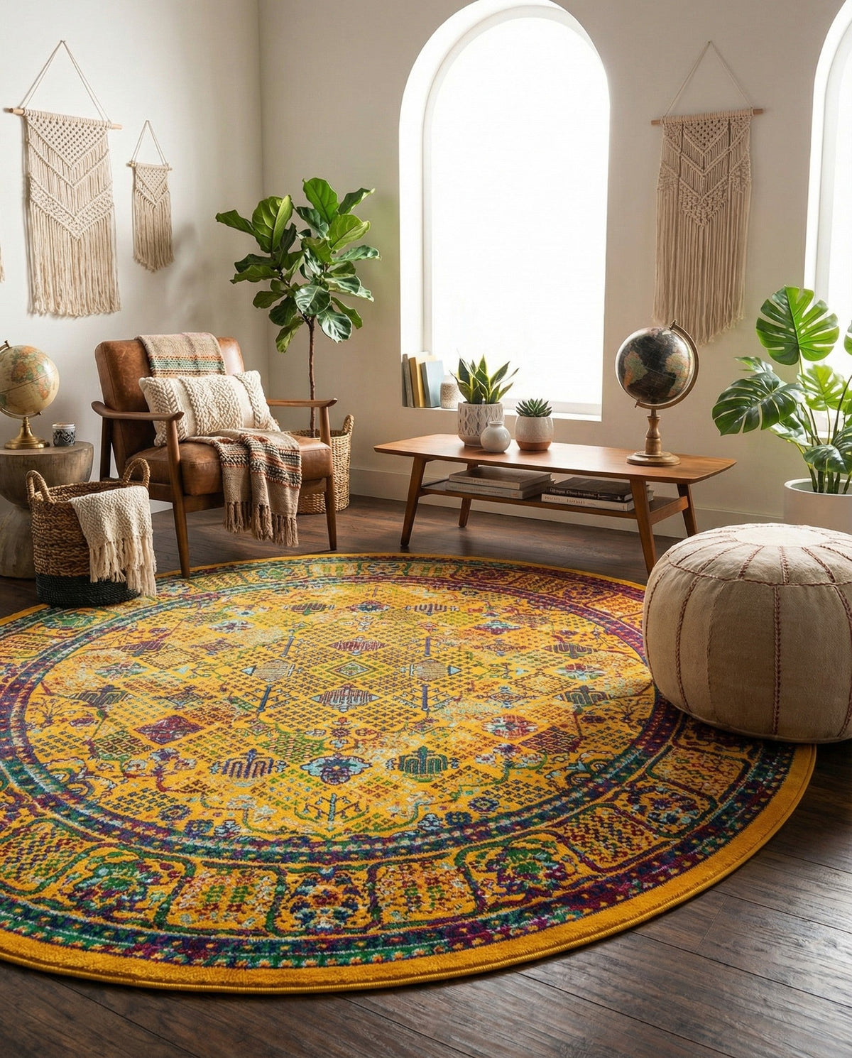 Caribbean Cove Collection Area Rug -  Mustique Round Multi  lifestyle 134