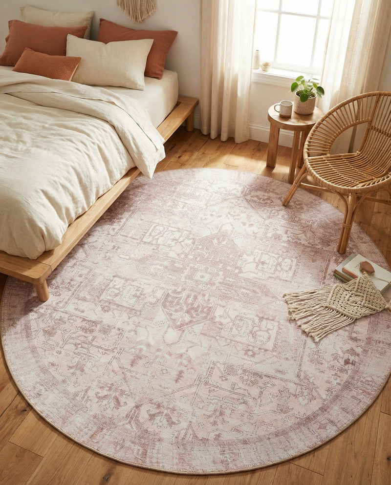Heritage Elegance Collection Area Rug -  Windsor (Beige) Round Beige  lifestyle 46