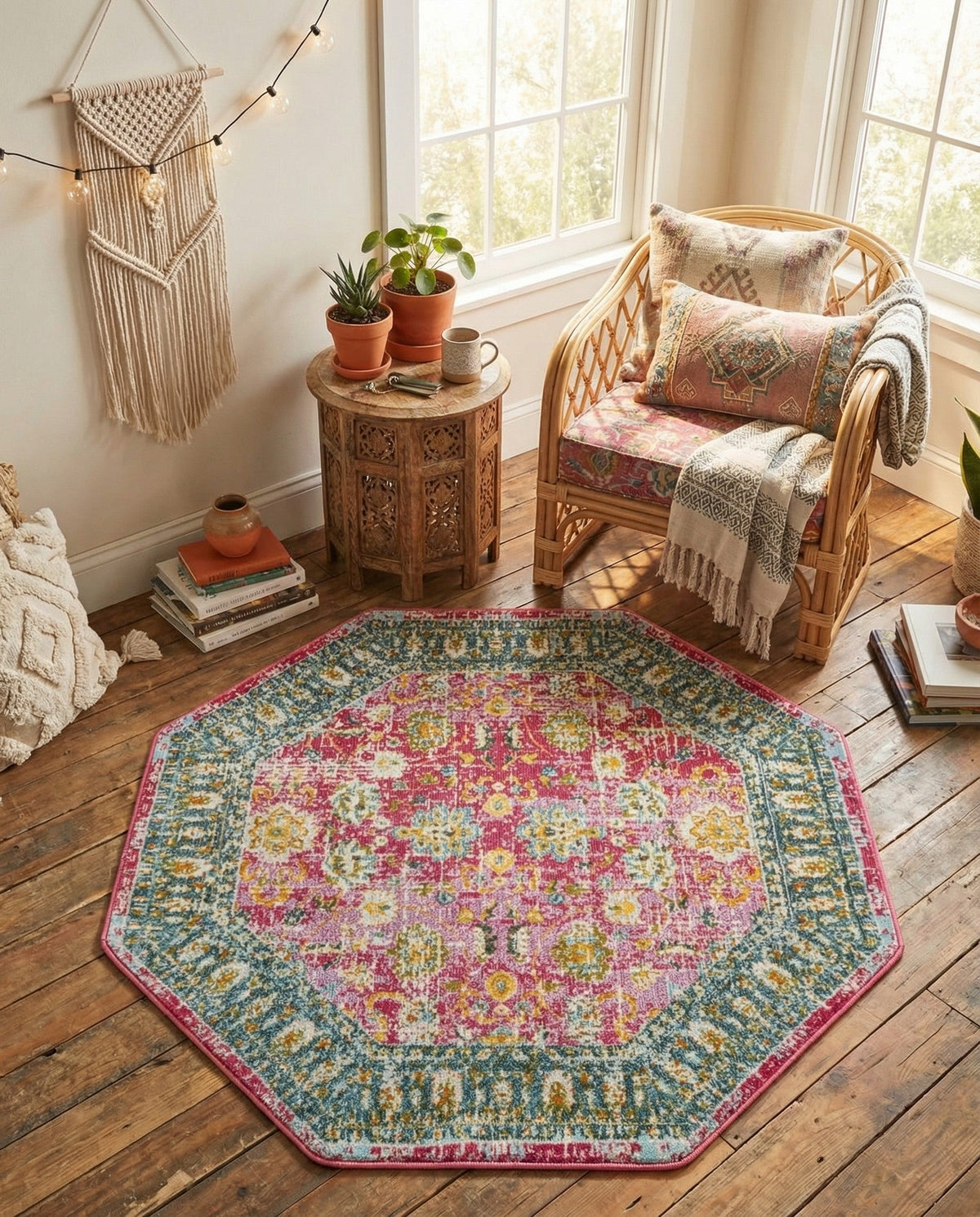 Arcadia Rugs Collection Area Rug -  Shangri-La Octagon Pink  lifestyle 89
