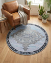 Heritage Elegance Collection Area Rug -  Winterthur (Blue Gray) Round Blue Gray  lifestyle 31