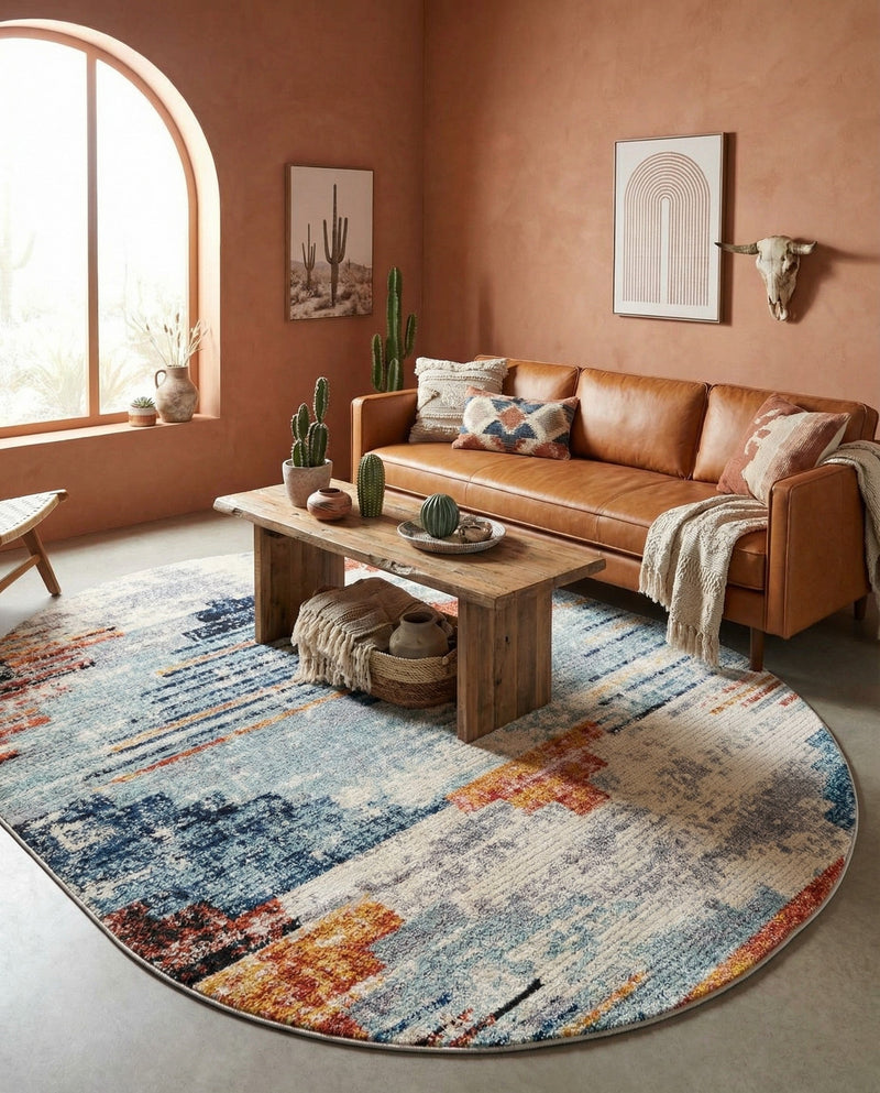 Santa Fe Trails Collection Area Rug -  Arroyo Oval Multi  lifestyle 64