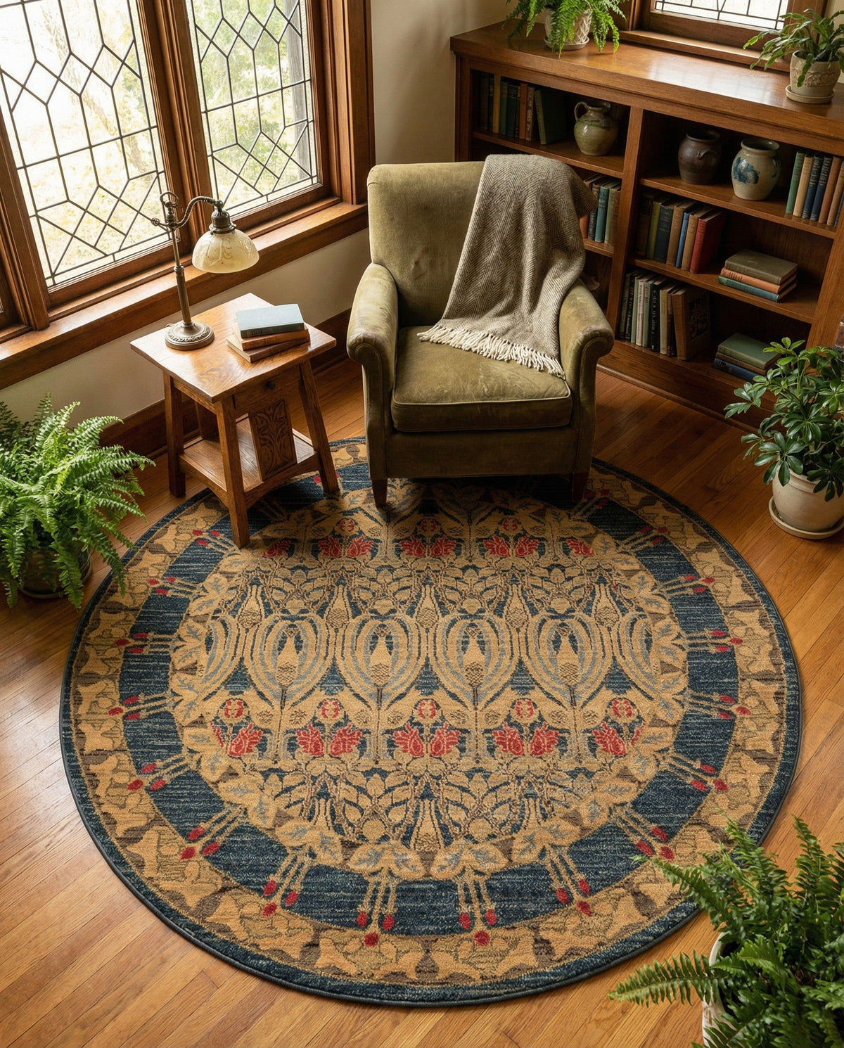 Chelsea Elegance Collection Area Rug -  Brompton (Navy Blue) Round Navy Blue  lifestyle 98