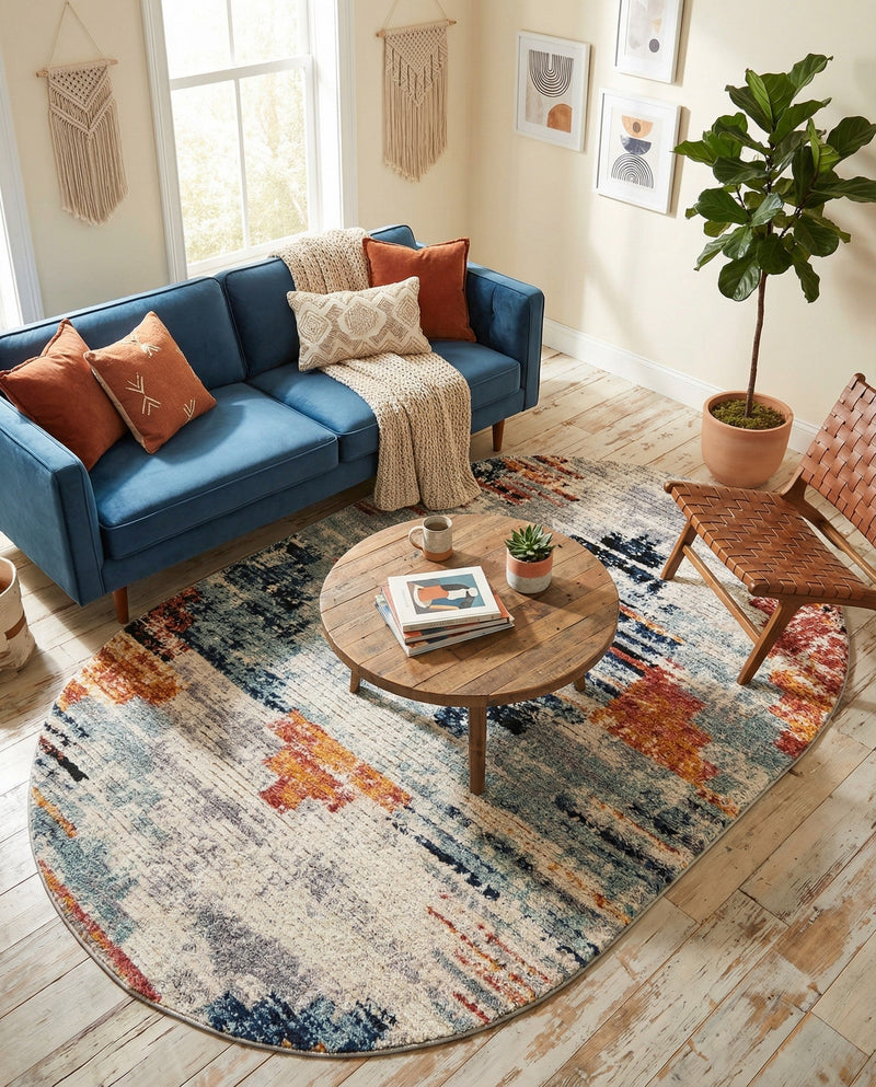 Santa Fe Trails Collection Area Rug -  Arroyo Oval Multi  lifestyle 75