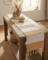 Tassel Trail Collection Area Rug - Pathway (Beige) Table Runner Beige  lifestyle 79