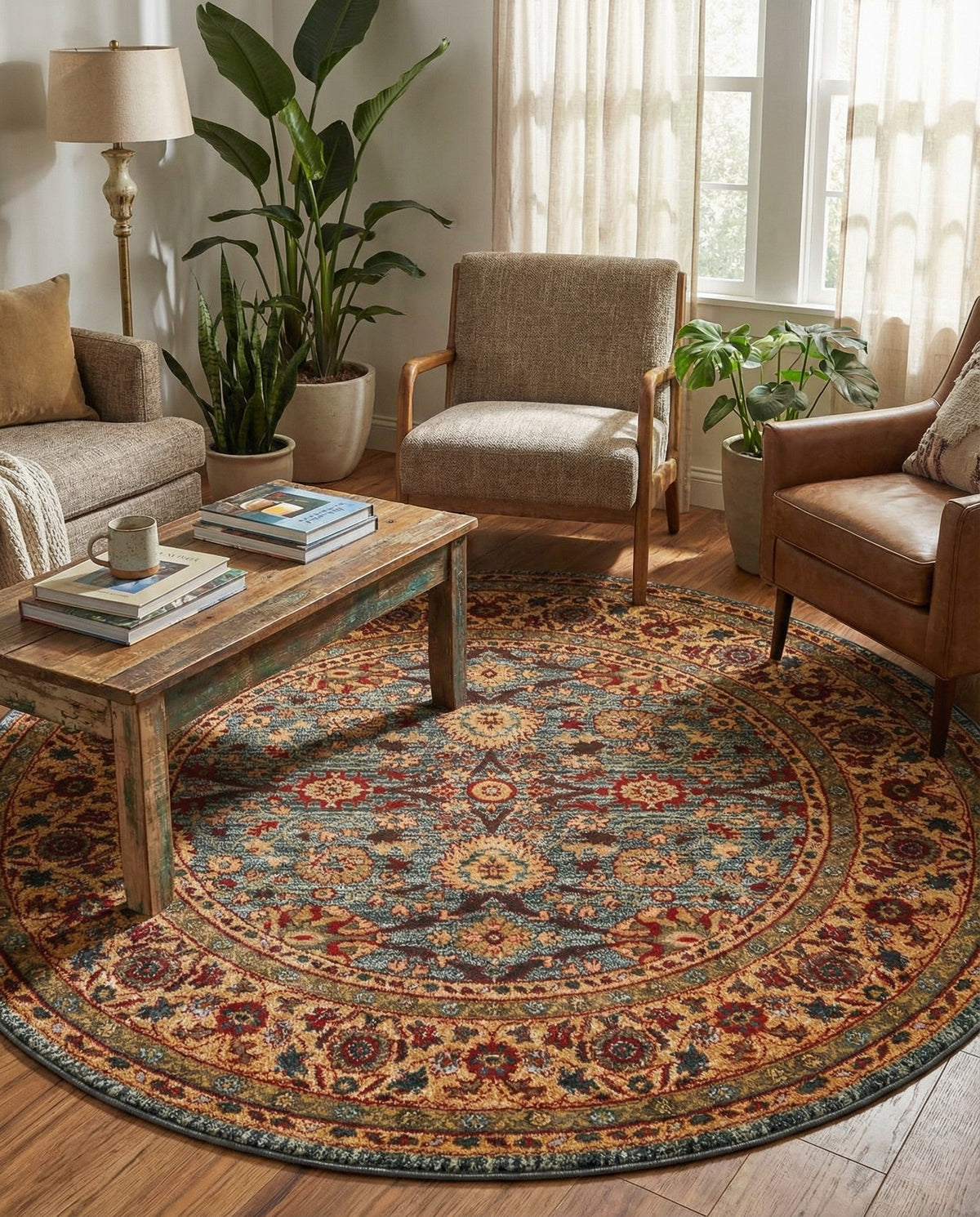 Chelsea Elegance Collection Area Rug -  Osterley Round Blue  lifestyle 193