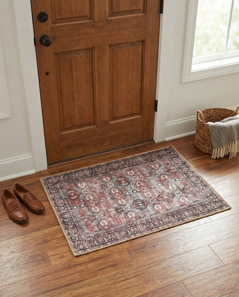 Heritage Elegance Collection Area Rug -  Hampton Rectangle Antique Red  lifestyle 10