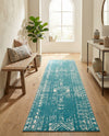 Brighton Stripes Collection Area Rug - Sussex (Turquoise) Runner Turquoise  lifestyle 65