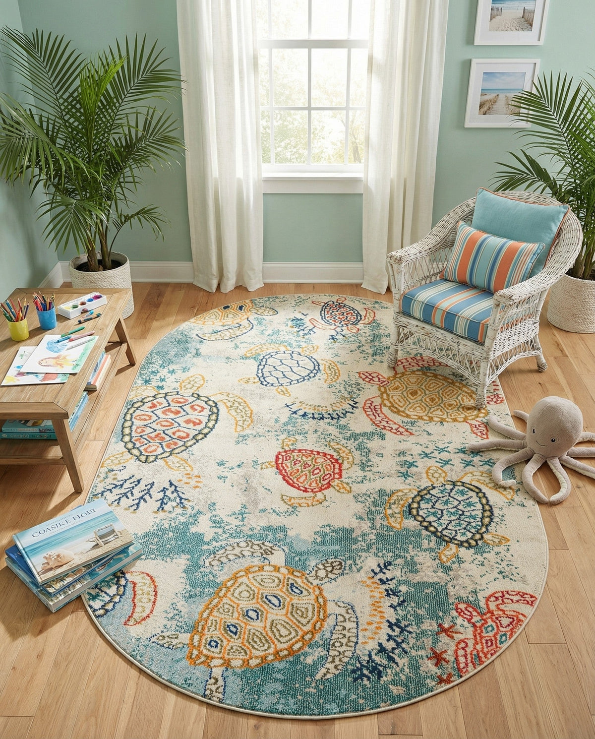 Sorrento Shores Collection Area Rug -  Massa Oval Beige  lifestyle 66