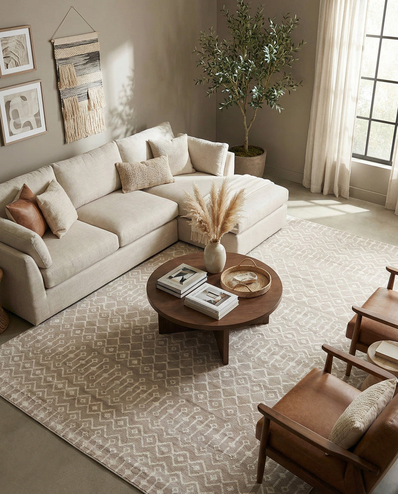Marrakech Lattice Collection Area Rug - Medina (Beige) Rectangle Beige  lifestyle 9