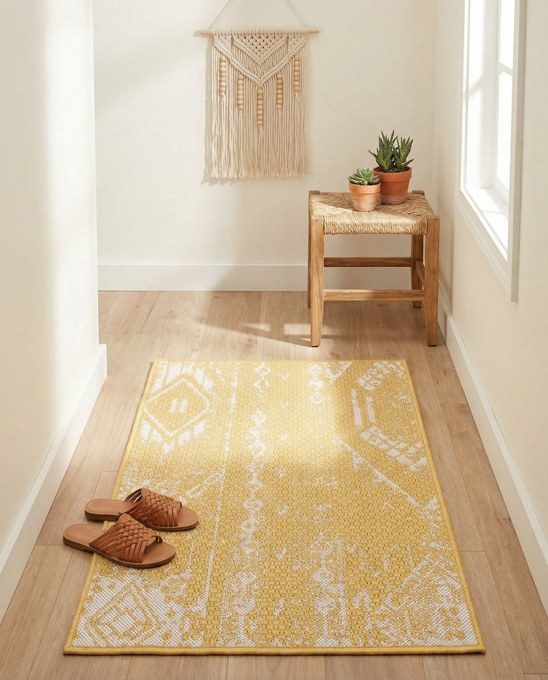 Desert Nomad Terrace Collection Area Rug - Sahara (Yellow) Rectangle Yellow  lifestyle 27