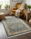 Persian Elegance Collection Area Rug -  Kerman (Blue) Rectangle Blue  lifestyle 17