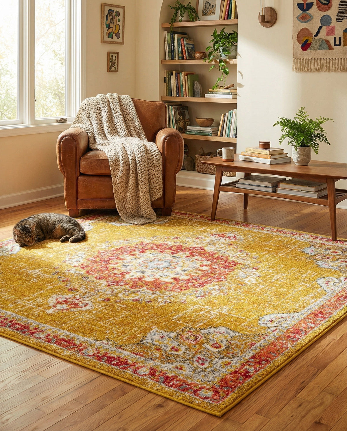 Brighton Terrace Collection Area Rug - Hove (Gold) Square Gold  lifestyle 88