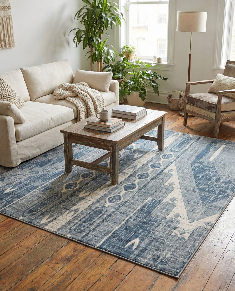 Cascade Range Collection Area Rug - Hood (Blue Gray) Square Blue Gray  lifestyle 58