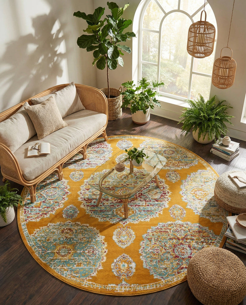 Arcadia Rugs Collection Area Rug -  Atlantis (Orange) Round Orange  lifestyle 35