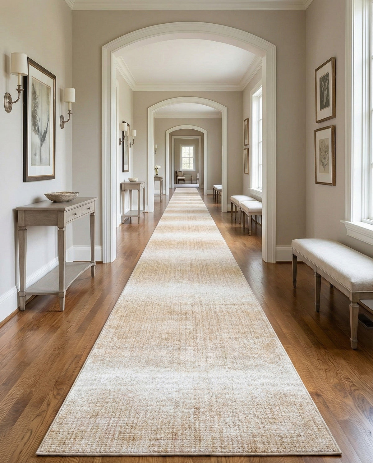 Jewel Oasis Collection Area Rug - Sapphire (Ivory) Runner Ivory  lifestyle 149