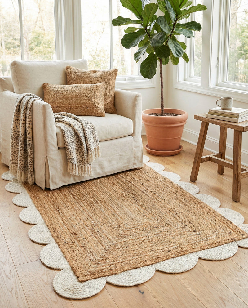 Serenity Braided Jute Collection Area Rug - Seaside Rectangle Natural and Ivory  lifestyle 41