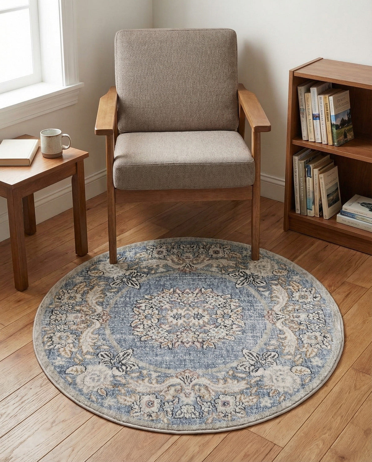 Heritage Harbor Collection Area Rug -  Seabreeze Round Harbor Blue  lifestyle 137