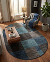 Autumn Meadow Collection Area Rug -  Sycamoreside (Blue Gray) Oval Blue Gray  lifestyle 34