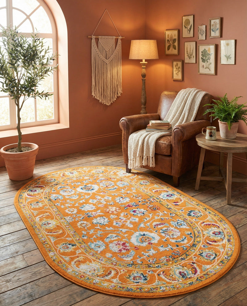 Adriana Terrace Collection Area Rug -  Positano (Orange) Oval Orange  lifestyle 51