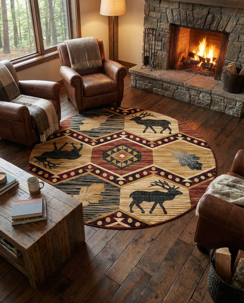 Frontier Trails Collection Area Rug -  Mesa Round Multi  lifestyle 69