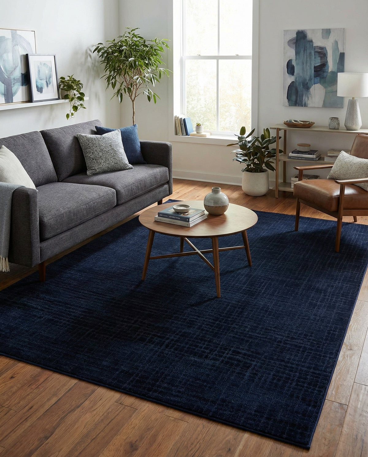 Haven Tapestry Collection Area Rug - WhisperingFalls Rectangle Inkwell Blue  lifestyle 48