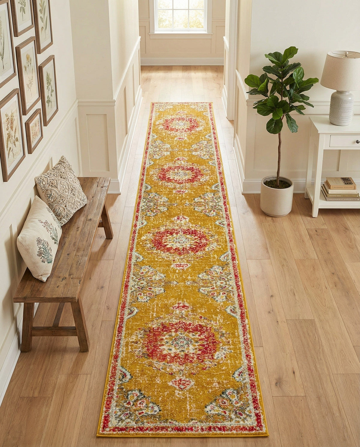Brighton Terrace Collection Area Rug - Hove (Gold) Runner Gold  lifestyle 108