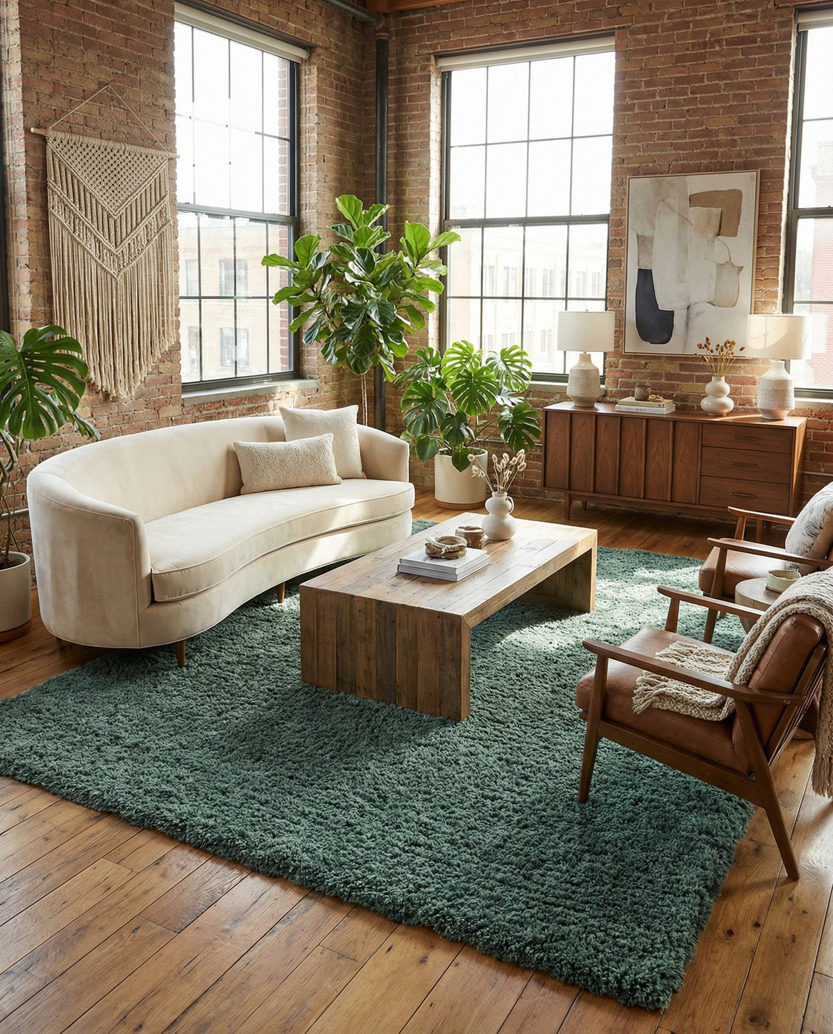 Eternal Plush Oasis Collection Area Rug -  Tranquility (Forest Green) Rectangle Forest Green  lifestyle 20