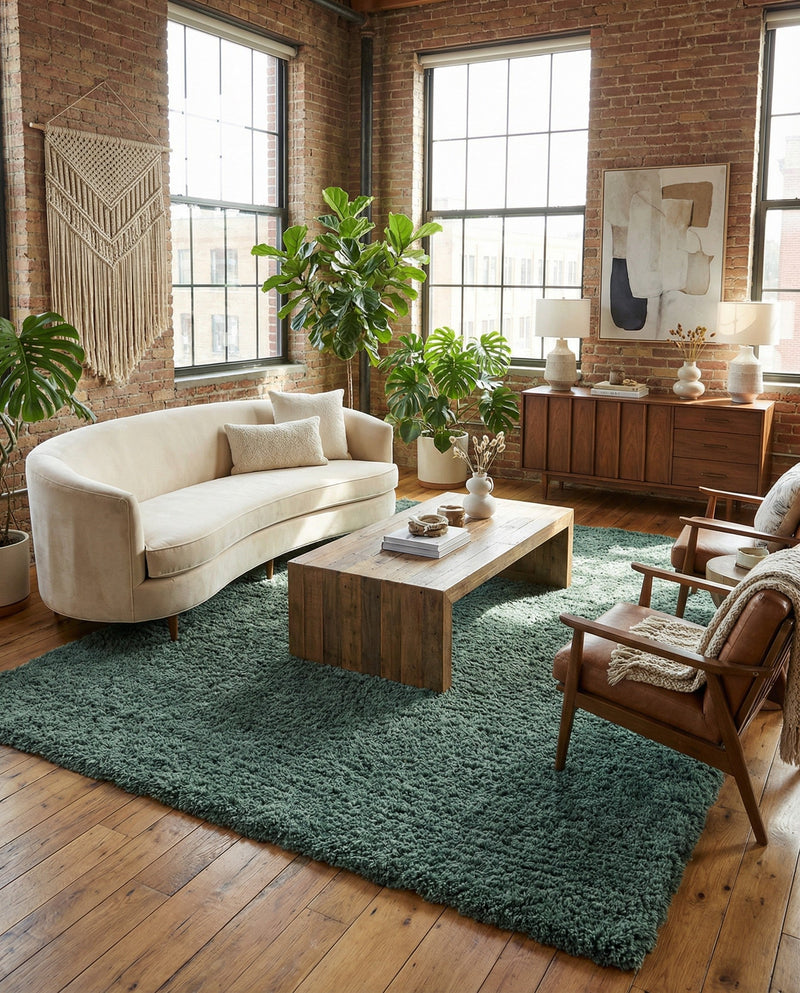 Eternal Plush Oasis Collection Area Rug -  Tranquility (Forest Green) Rectangle Forest Green  lifestyle 20
