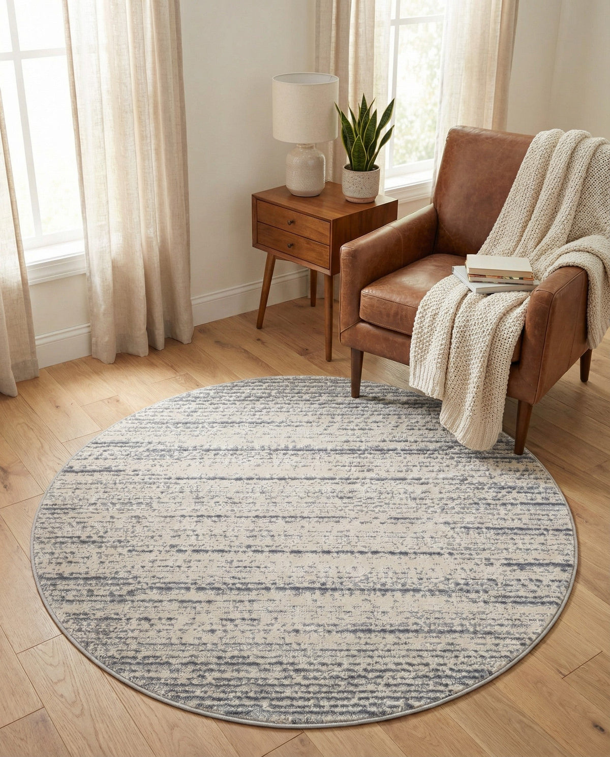 Serenity Sands Collection Area Rug -  Tranquilbay Round Cream  lifestyle 76