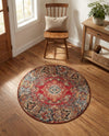Patio Heritage Collection Area Rug -  Terrace Round Antique Red  lifestyle 71