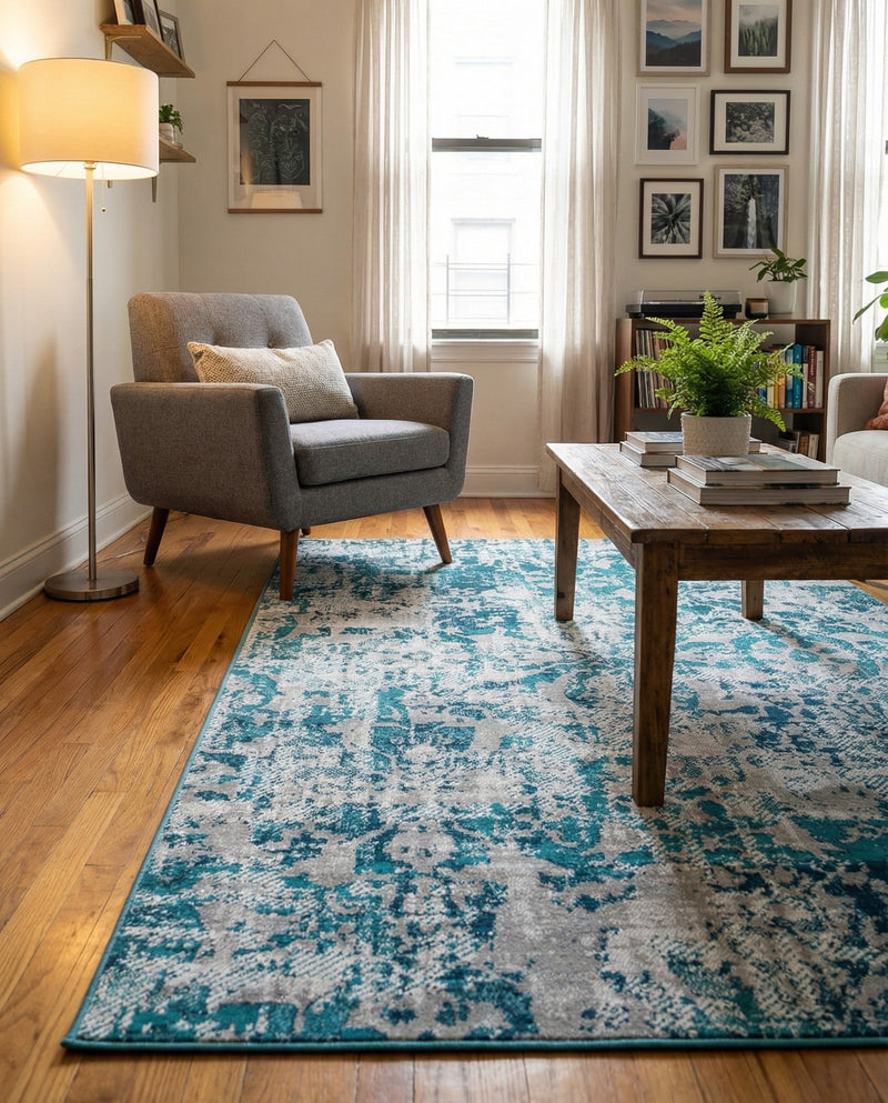 Geneva Terrace Collection Area Rug -  Morges Rectangle Blue  lifestyle 21