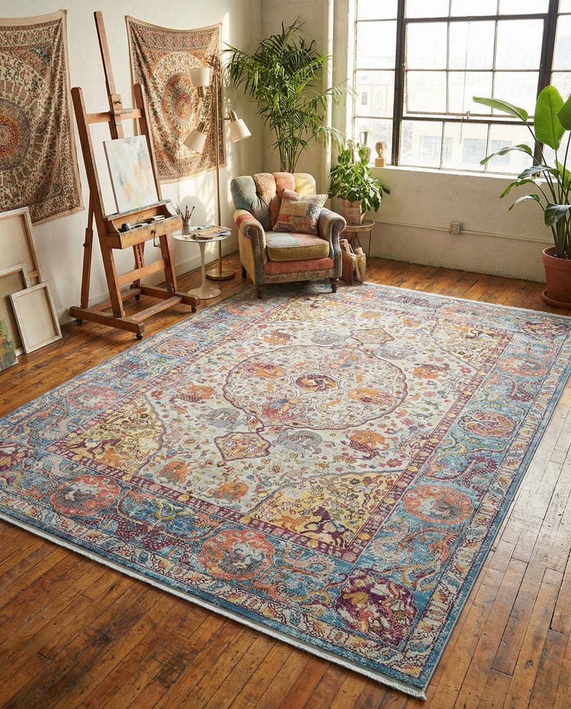 Caribbean Breeze Collection Area Rug -  Xcalak Rectangle Light Blue  lifestyle 30