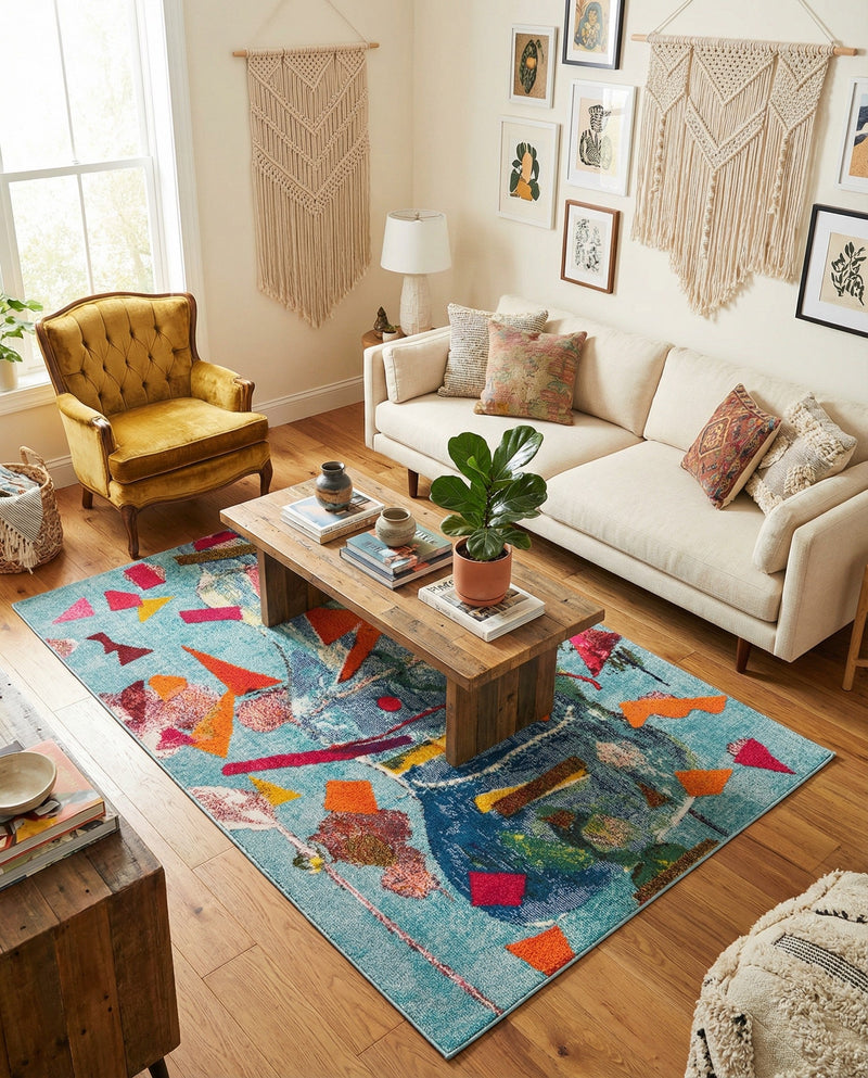 Colorburst Oasis Collection Area Rug -  Fresco Rectangle Aqua  lifestyle 17