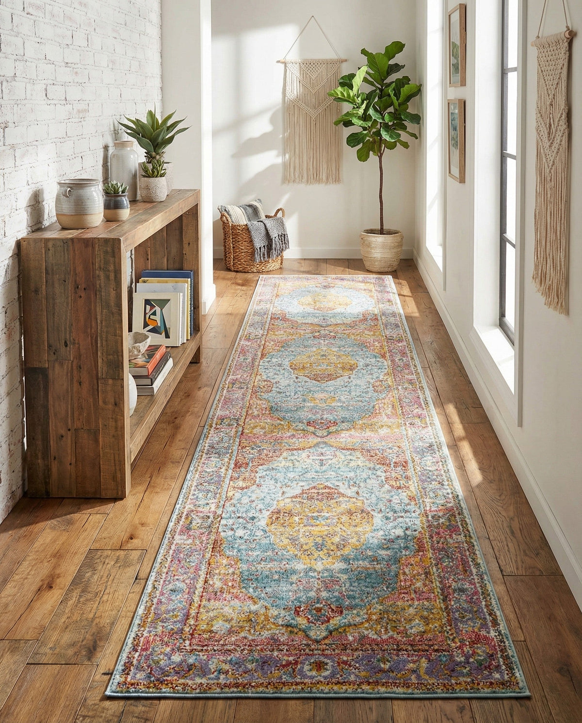 Caribbean Breeze Collection Area Rug -  Vieques Runner Light Blue  lifestyle 154