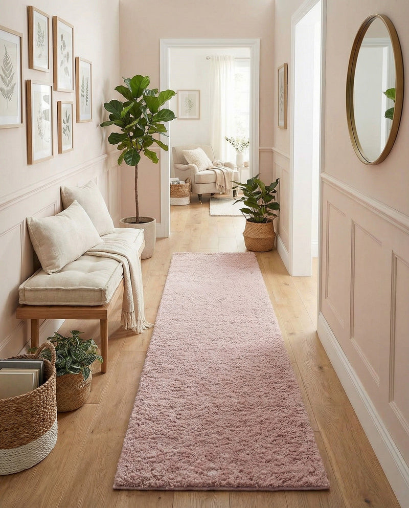 Cozy Comfort Shag Collection Area Rug - Haven (Pink) Runner Pink  lifestyle 68