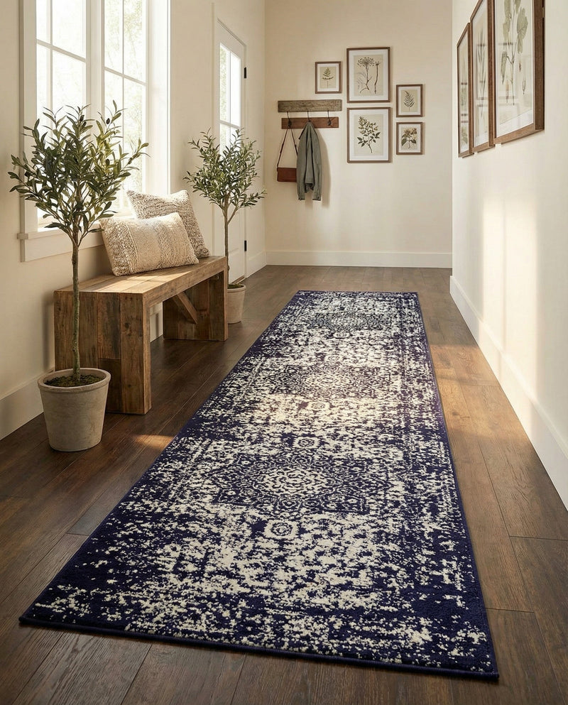 Georgetown Rugs Collection Area Rug - Dupont (Navy Blue) Runner Navy Blue  lifestyle 42