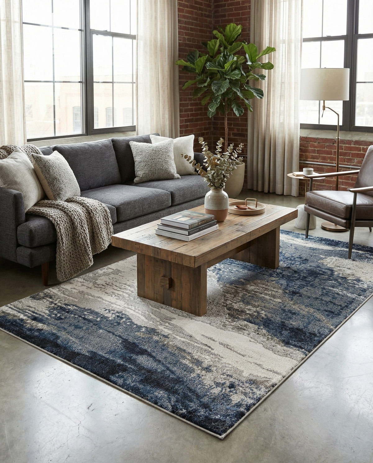 Copenhagen Edge Collection Area Rug - Nyhavn Rectangle Blue  lifestyle 42