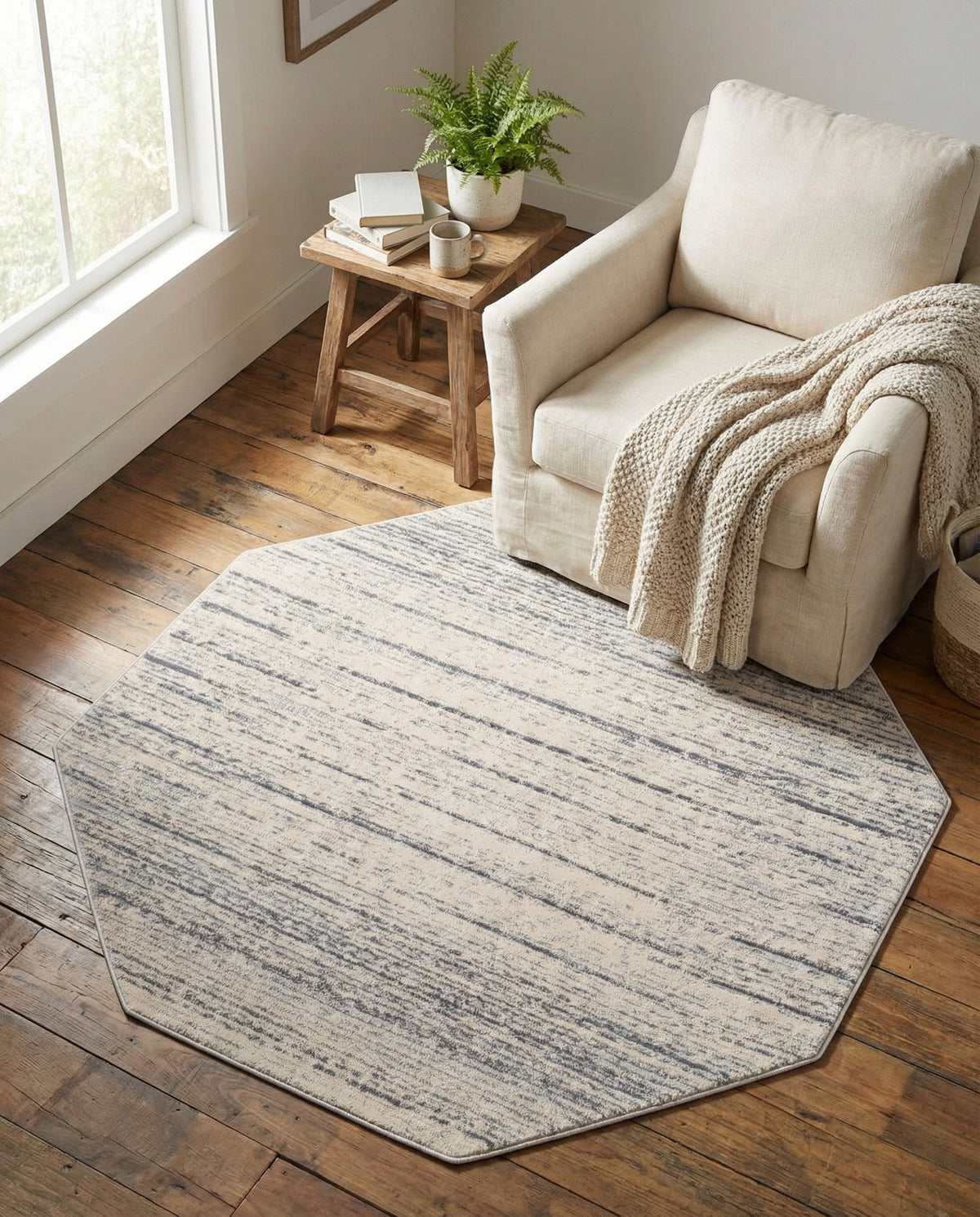 Serenity Sands Collection Area Rug -  Tranquilbay Octagon Cream  lifestyle 84