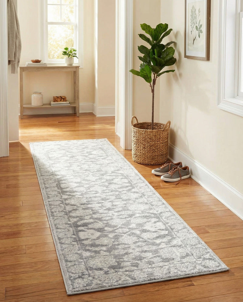 Charleston Elegance Collection Area Rug -  Seaport (Gray) Runner Gray  lifestyle 39