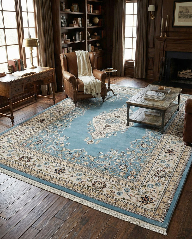 Persian Elegance Collection Area Rug - Isfahan Rectangle Blue  lifestyle 35