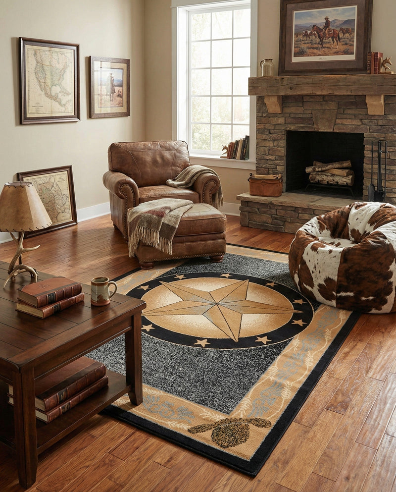 Frontier Trails Collection Area Rug - Redwood Rectangle Blue  lifestyle 52