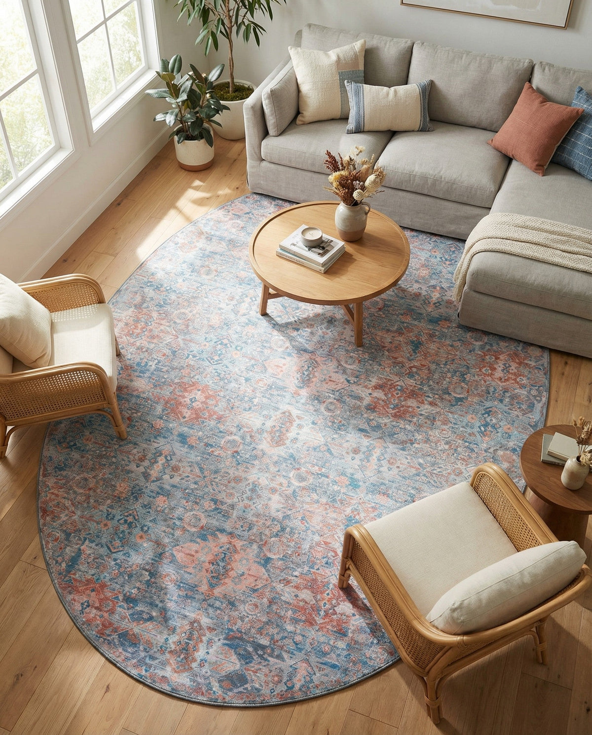 Heritage Elegance Collection Area Rug -  Potala Oval Blue  lifestyle 112