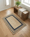 Woven Seaside Jute Collection Area Rug - Nantucket Rectangle Natural and Navy Blue  lifestyle 34