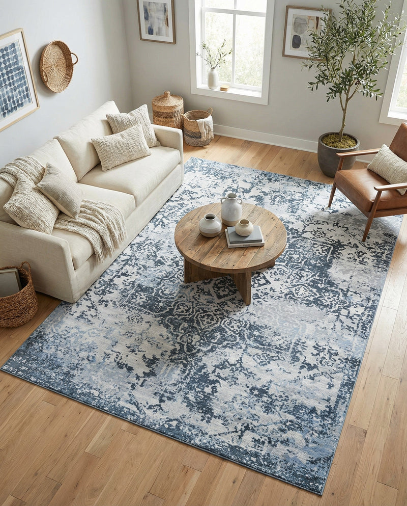 Aegean Elegance Washables Collection Area Rug -  Serifos Rectangle Navy Blue  lifestyle 23