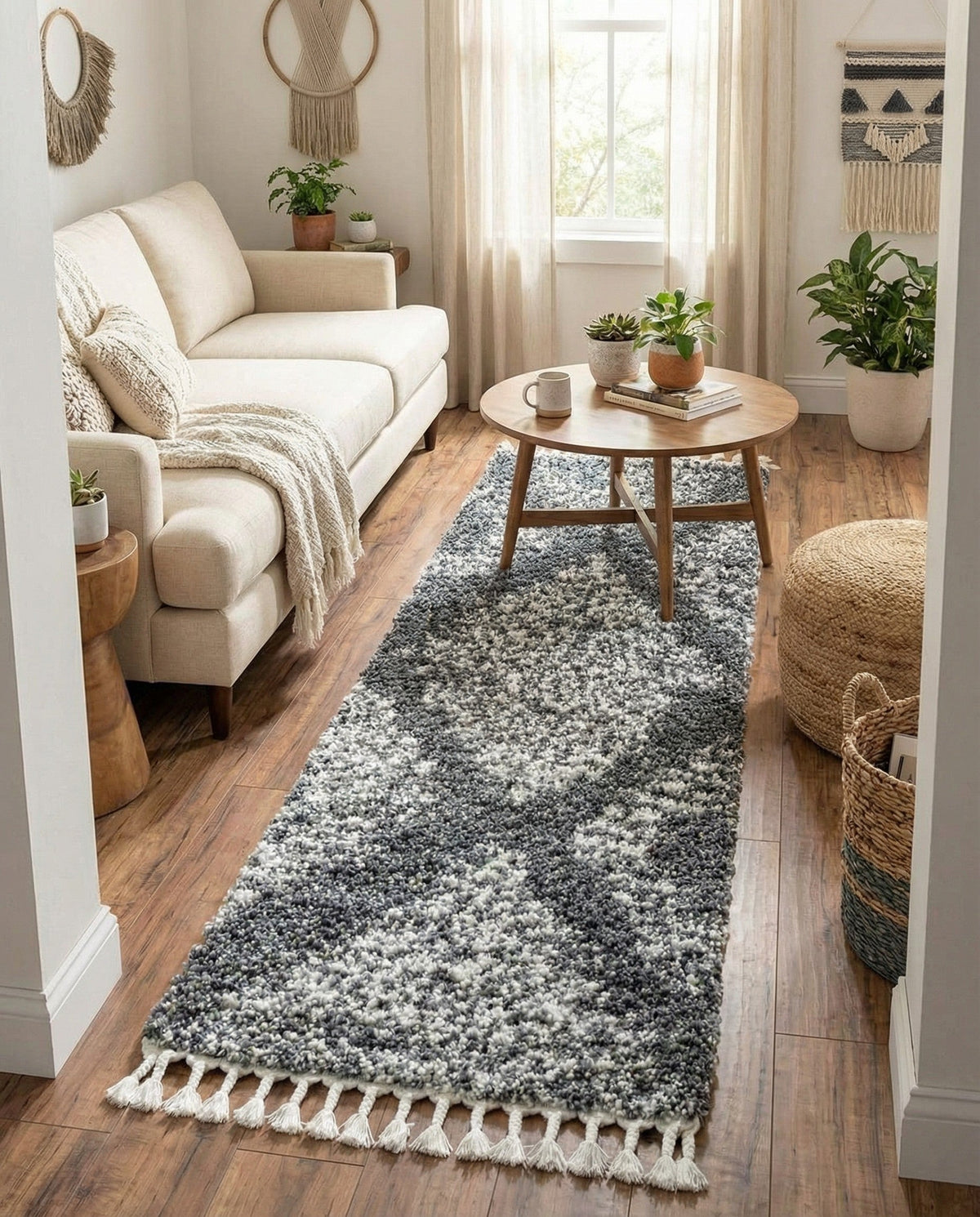 Tranquil Tides Shag Collection Area Rug -  Azure Runner Gray  lifestyle 189