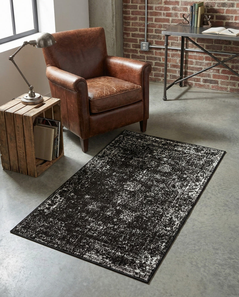 Riviera Elegance Collection Area Rug - Antibes (Black) Rectangle Black  lifestyle 16