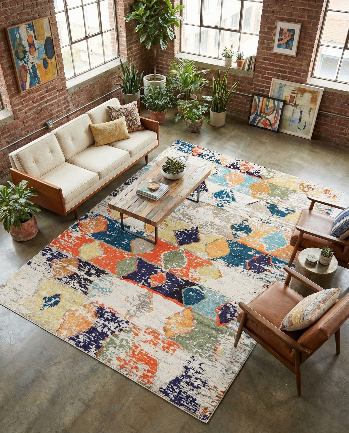 Colorburst Oasis Collection Area Rug -  Marina Rectangle Ivory  lifestyle 17