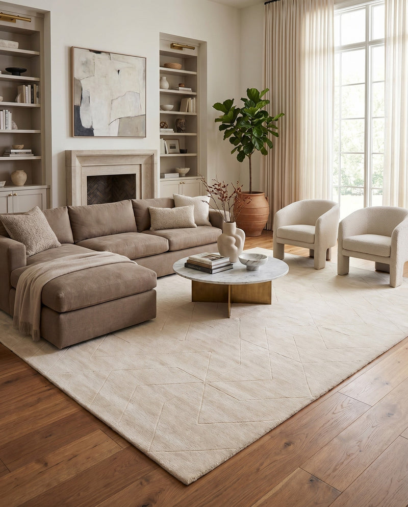 Nordic Loom Geometric Collection Area Rug - Oslo Rectangle Pearl Ivory  lifestyle 5