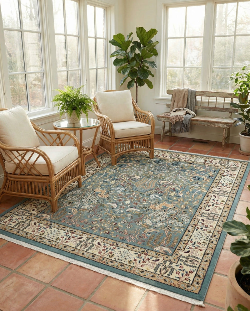 Persian Elegance Collection Area Rug -  Kerman (Blue) Rectangle Blue  lifestyle 10