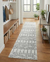 Marrakesh Lattice Collection Area Rug - Casablanca (Ivory Black) Runner Ivory Black  lifestyle 67